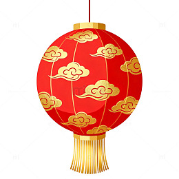 传统中国红云灯笼图案