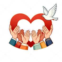 和平爱心鸽手插画