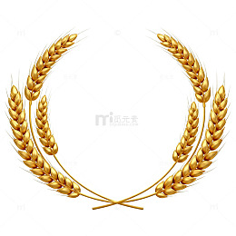 金色麦穗花环矢量图案