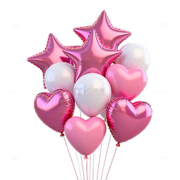 粉色爱心星形气球装饰