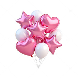 粉色心形星形气球装饰