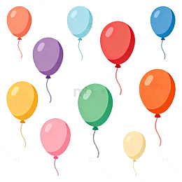 卡通气球彩球插画素材