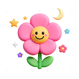 卡通花朵笑脸元素设计素材
