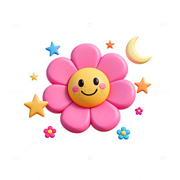 可爱卡通花朵图案插画