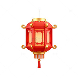 红色中国风灯笼装饰元素