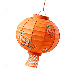 中国风橙色灯笼装饰图案设计素材