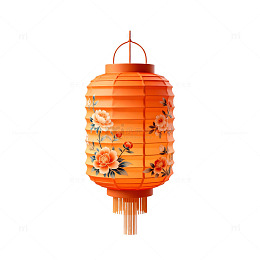 传统中国风橙红花灯装饰素材