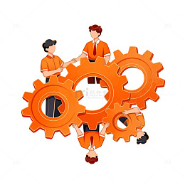卡通人物齿轮合作图
