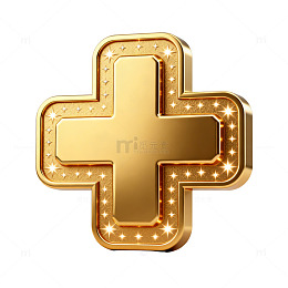 金色发光十字医疗装饰素材