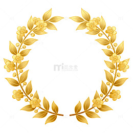 金色花卉花环装饰图案