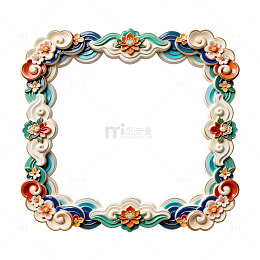 彩绘花卉边框装饰素材
