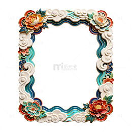 彩绘花卉相框装饰素材