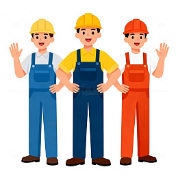 卡通建筑工人团队插画素材