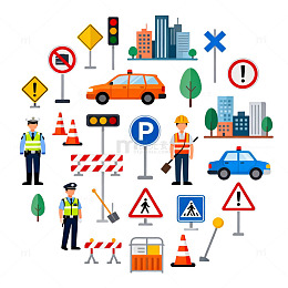 交通建设元素插画