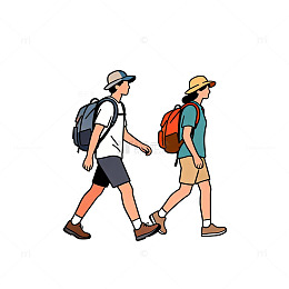 徒步旅行卡通插画