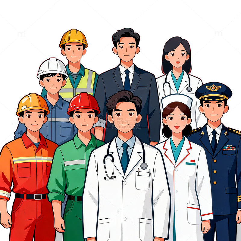 职业人物插画集体照