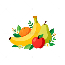 卡通水果静物插画