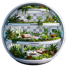 未来科技生态舱内部景观