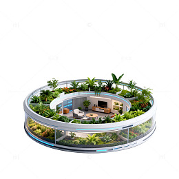 圆形绿植住宅设计模型