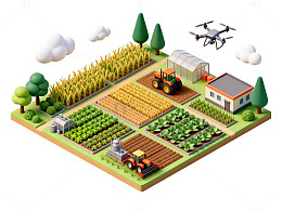 立体农业田园风光插画