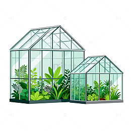 玻璃温室插画设计素材