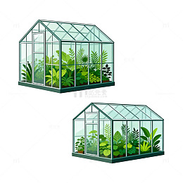 透明玻璃温室插画