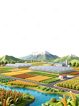 田园风光现代农业插画