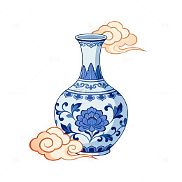 青花瓷瓶云纹装饰图案