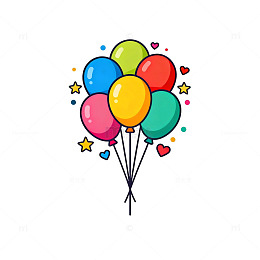 卡通气球装饰插画设计素材
