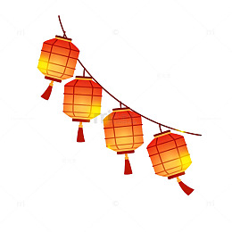 手绘中国红灯笼插画