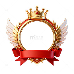 金色皇冠翅膀徽章图案