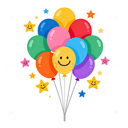 卡通气球节日庆祝装饰矢量图