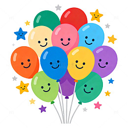 卡通气球笑脸派对插图