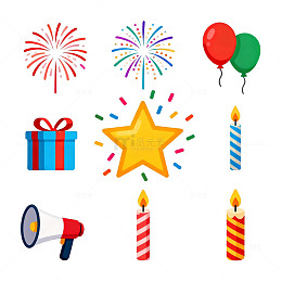 卡通庆祝节日元素矢量图