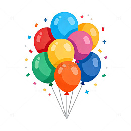 卡通气球彩旗庆祝矢量图