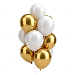 金色白色气球装饰素材