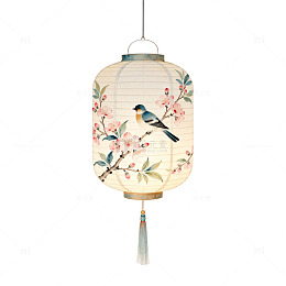 淡雅花鸟灯笼装饰画