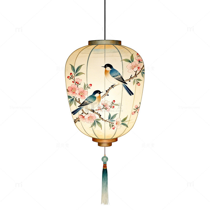 中国风花鸟灯笼设计素材