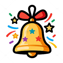 卡通风格金色铃铛装饰图案