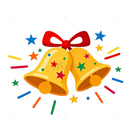 卡通风格节日庆祝金色铃铛插画