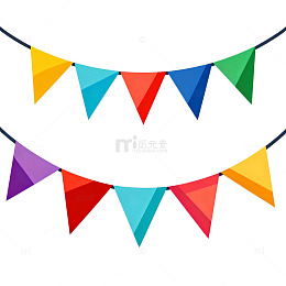 多彩彩旗装饰元素设计素材