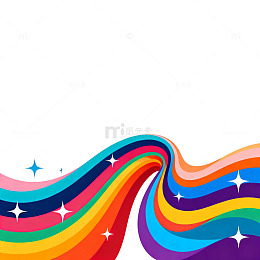 彩虹梦幻波浪线条装饰图案
