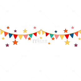 彩色三角旗星星装饰图案