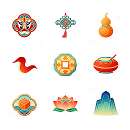 中国风传统文化元素插画设计素材