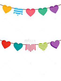 彩带心形装饰图案设计素材