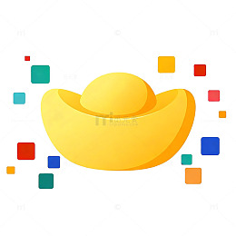 卡通金元宝财富插画