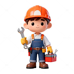 卡通维修工人物设计素材