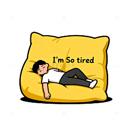 卡通疲惫男子休息插画