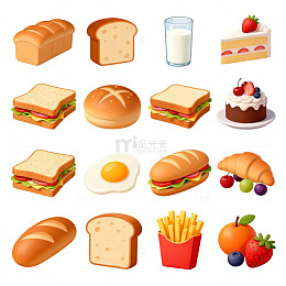 卡通食物插画设计元素