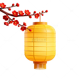 春节灯笼梅花装饰插画